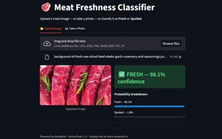 Meat Freshness Classifier — Streamlit web app