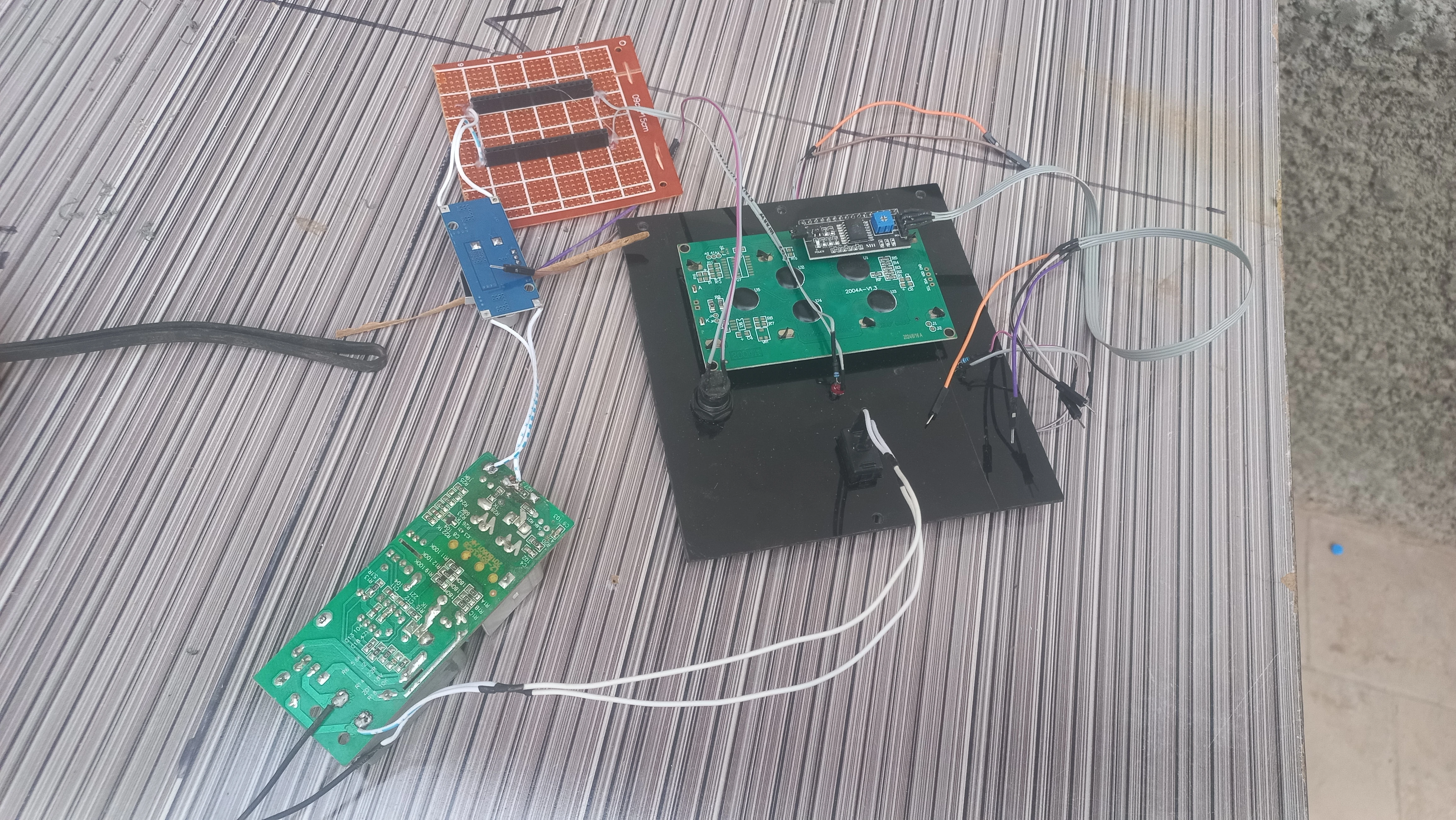 Early circuit boards test-mounted on base for layout validation