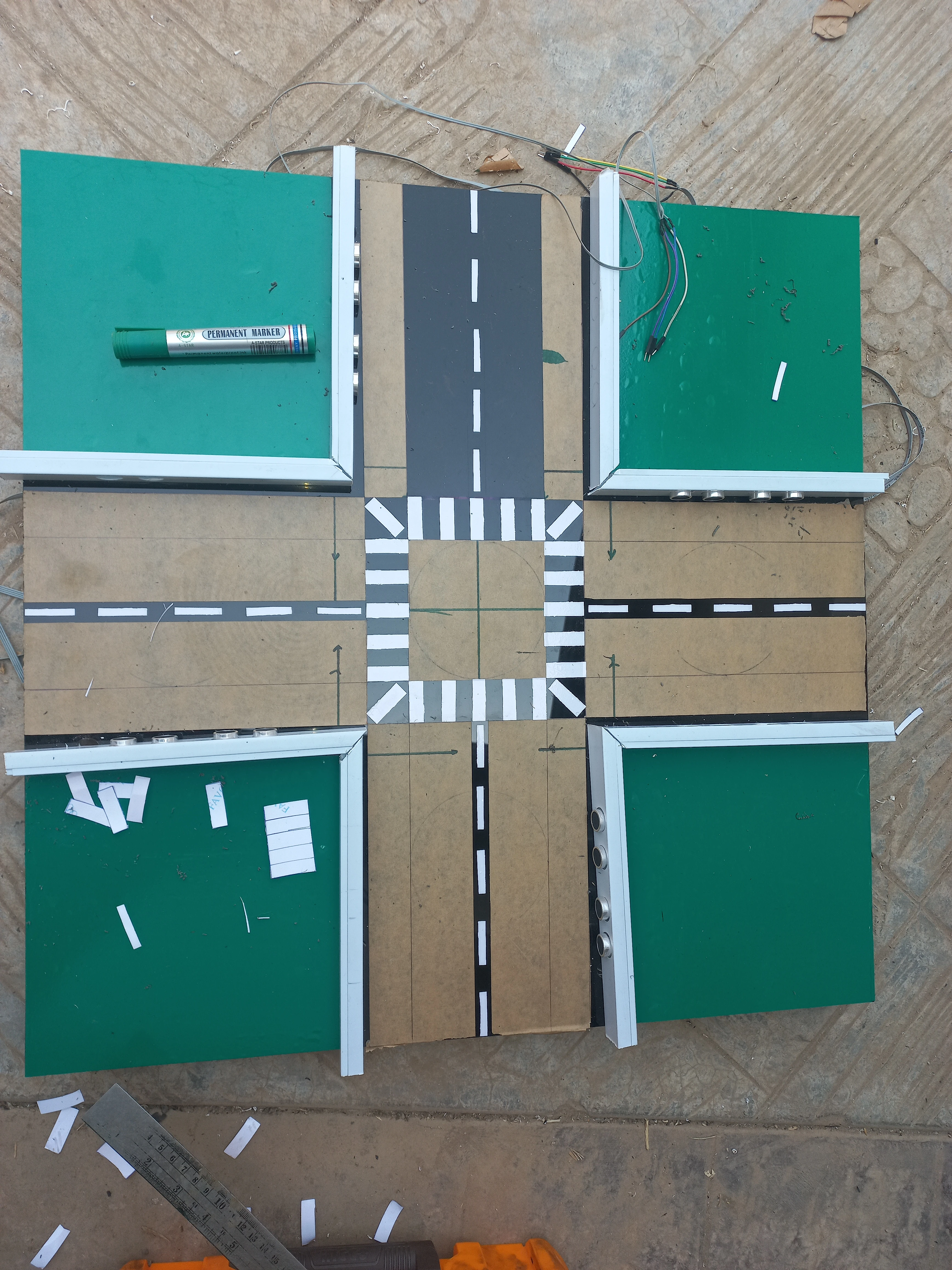 Painted pedestrian crosswalk markings on road surface — view 2