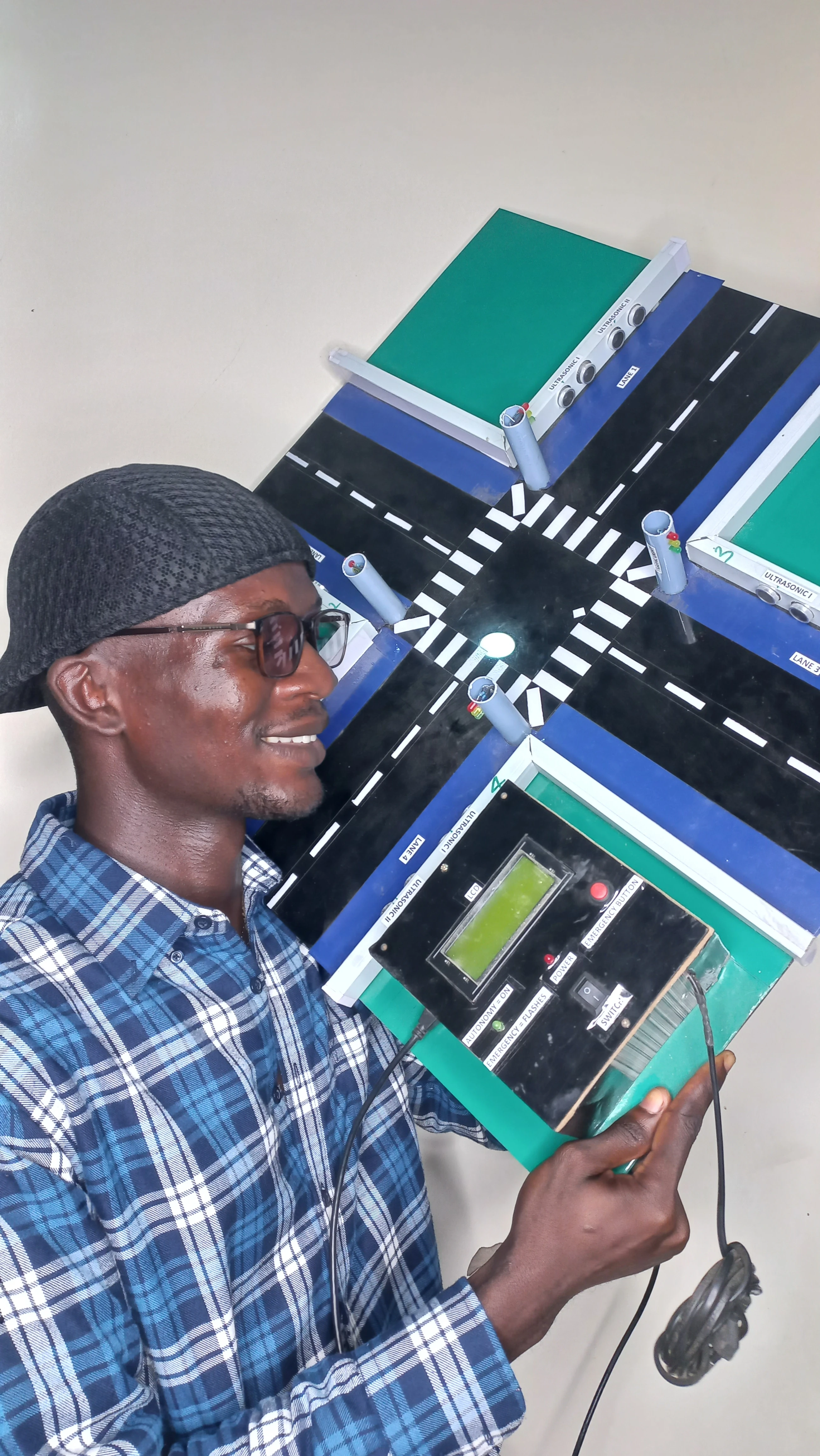 Developer holding the completed model for presentation