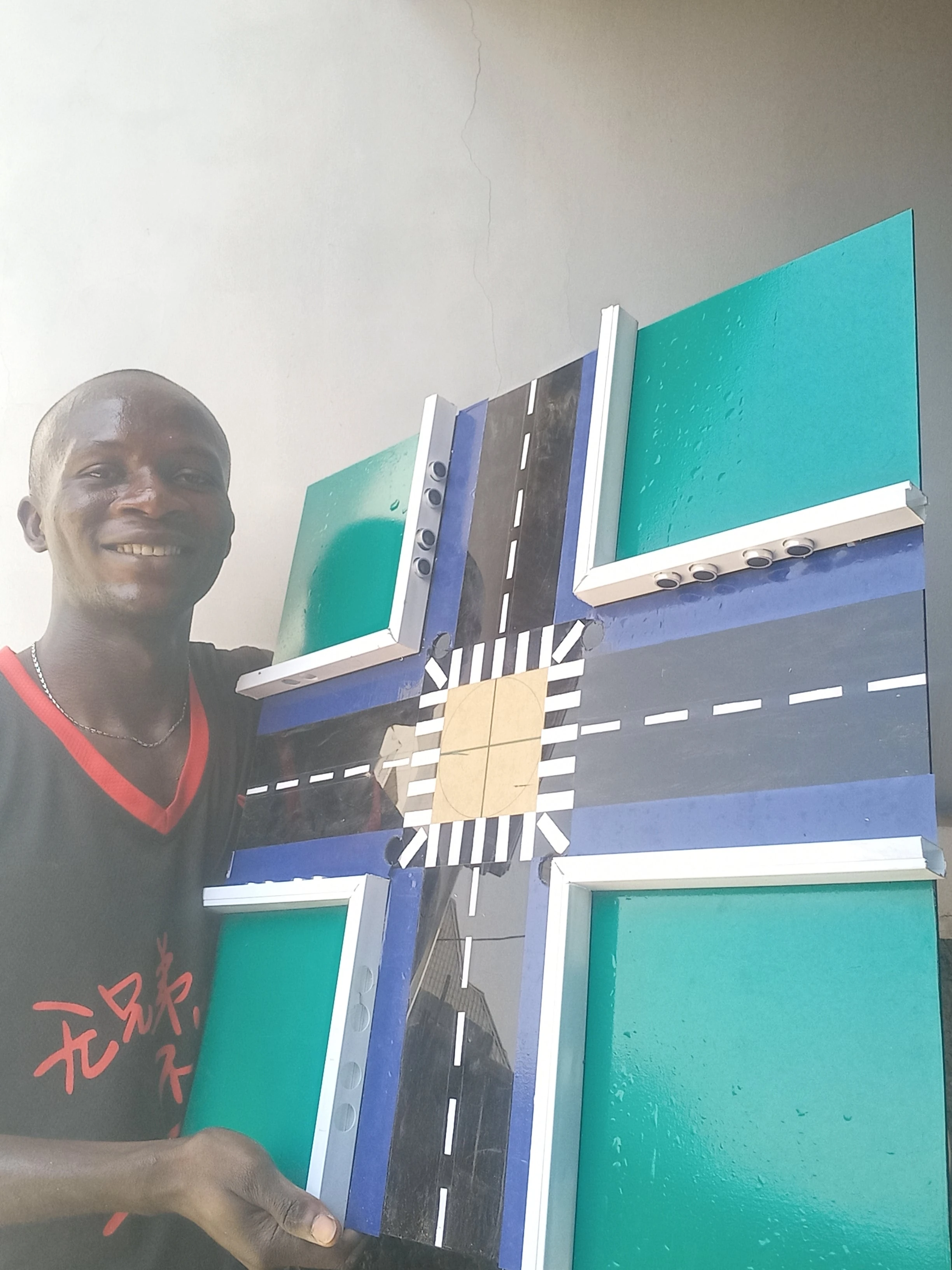 Developer with assembled road model — selfie 3