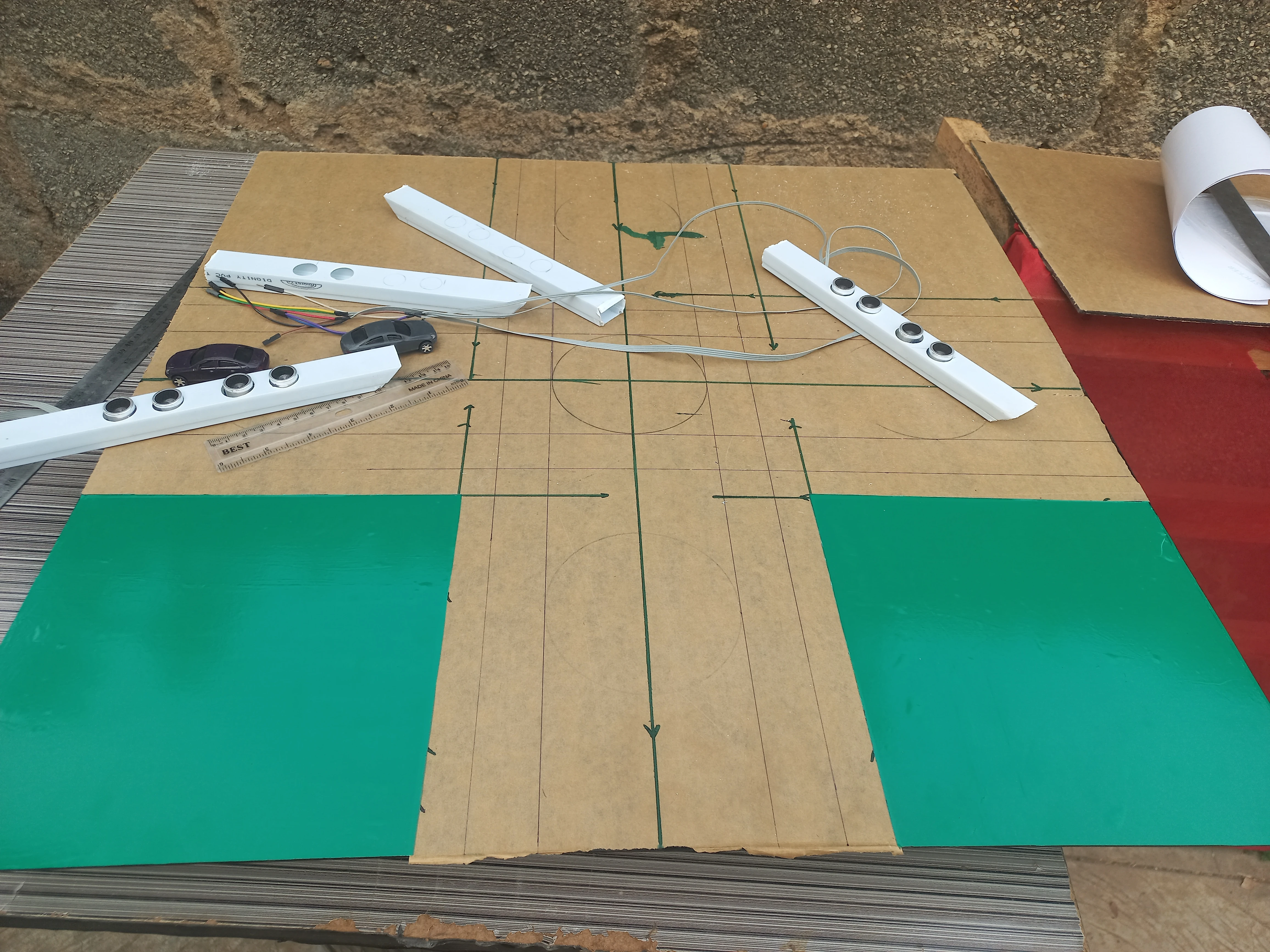 Green acrylic verge panels partially installed — angle 1