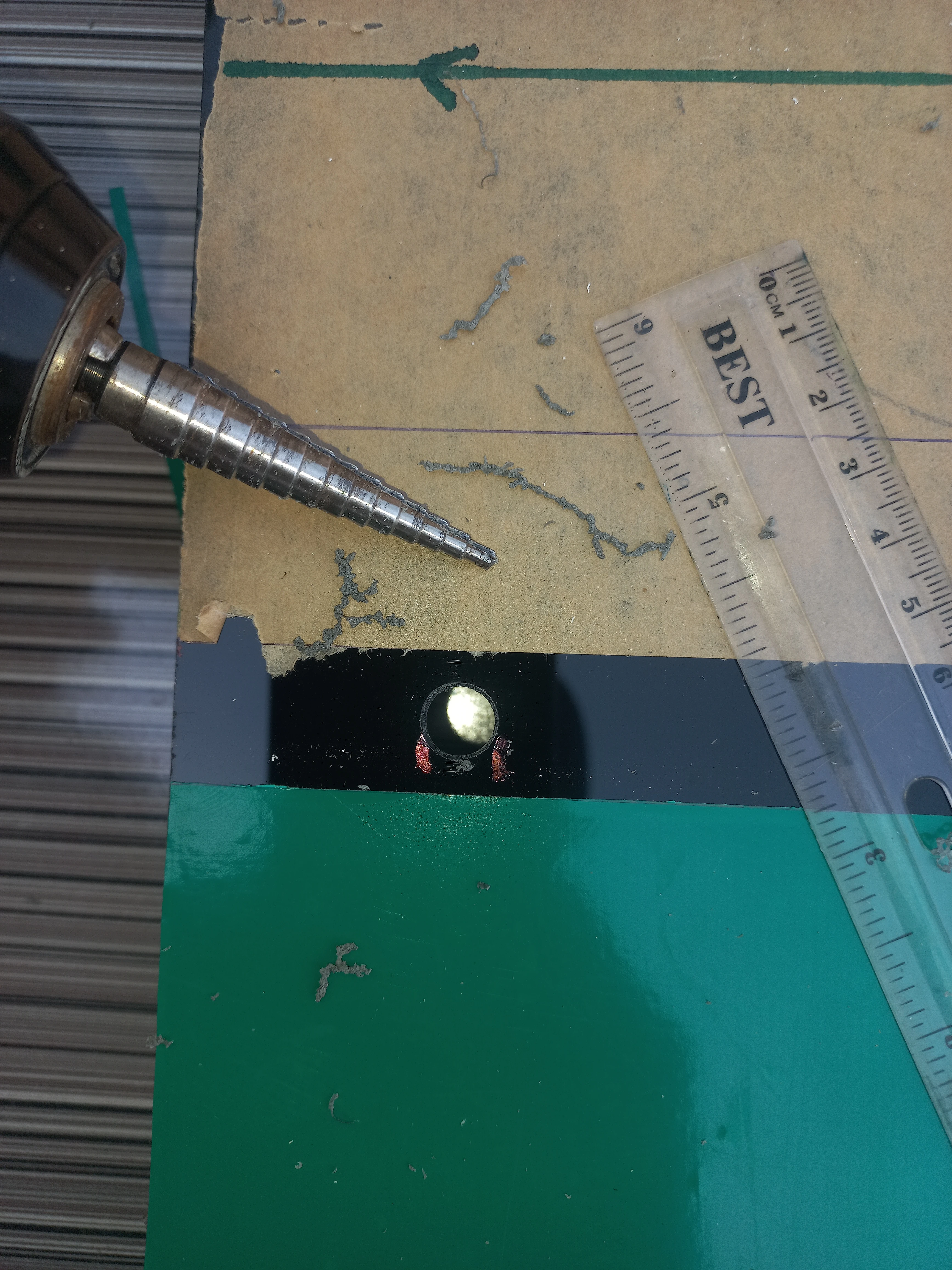 Step drill bit boring LED holes — view 3