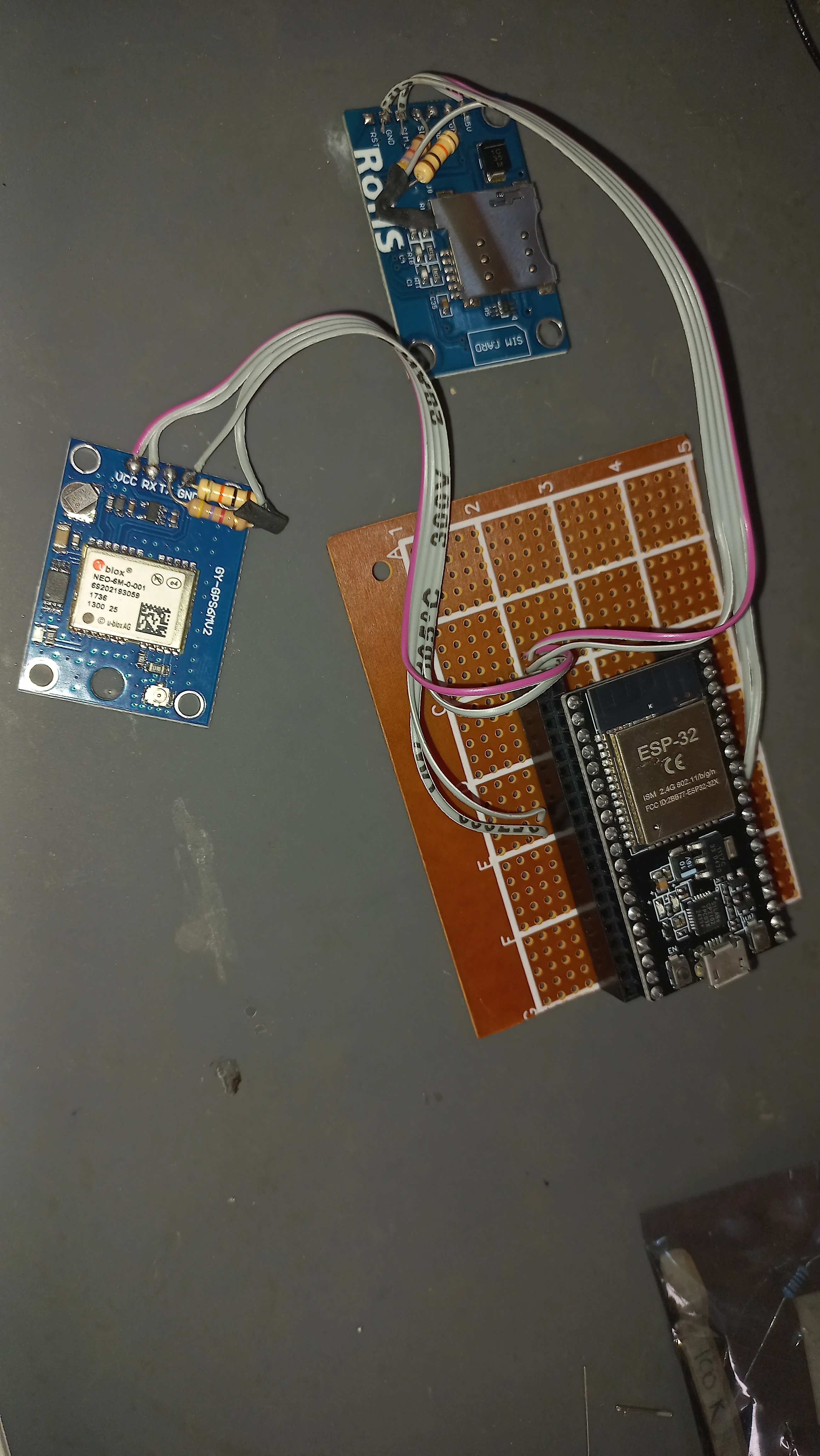 ESP32, SIM800L, GPS all connected